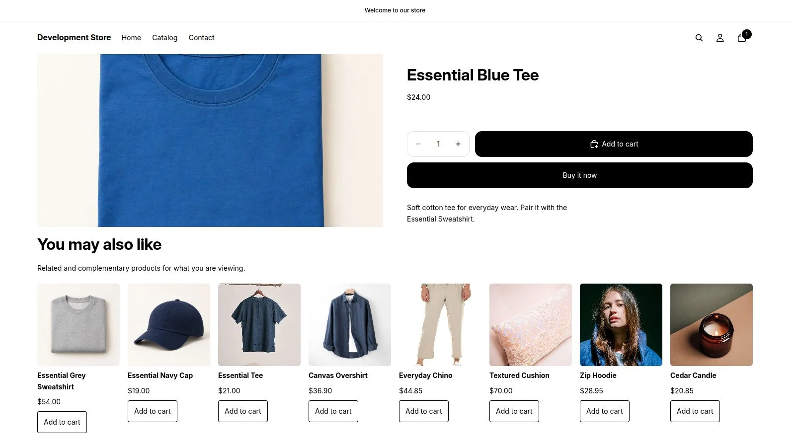 Product page with eight photographed RecoReady recommendations
